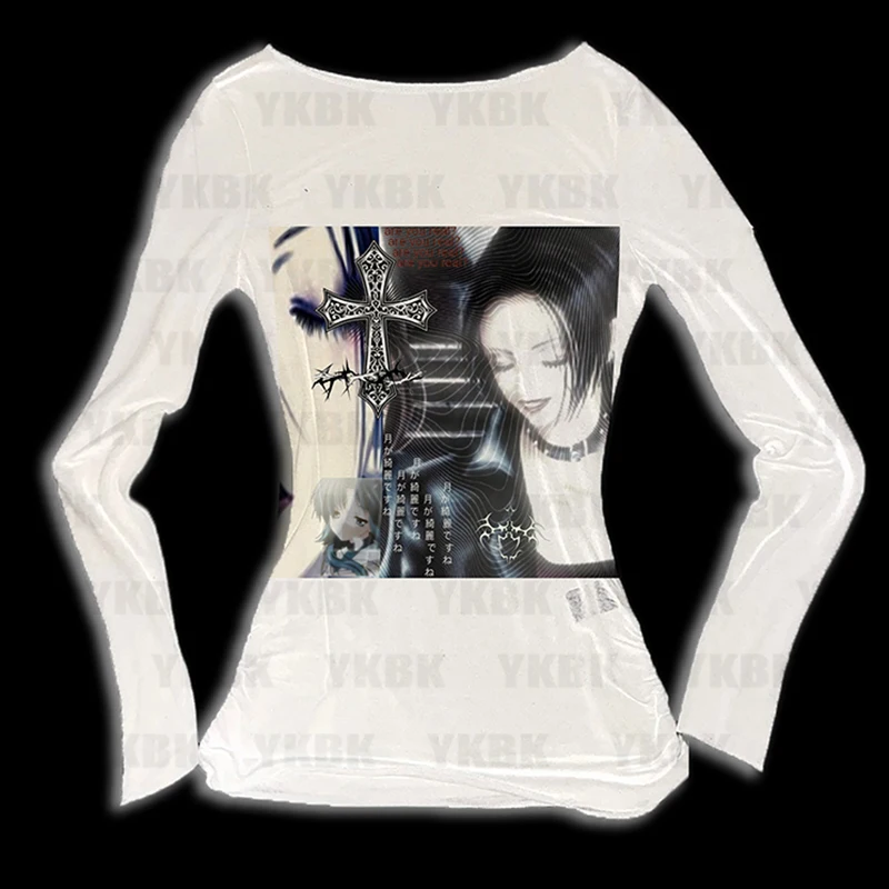 Женская футболка с длинными рукавами в стиле Y2k, майка 2000-х годов, крутой короткий жилет с принтом в стиле панк, крутая уличная модная готическая женская одежда
Женская футболка с длинными рукавами в стиле Y2k, майка 2000-х годов, крутой короткий жилет с принтом в стиле панк, крутая уличная модная готическая женская одежда