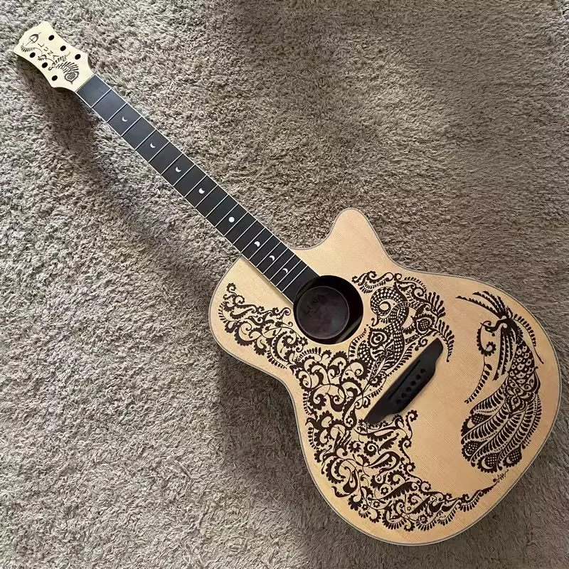 40 inch EQ Series Acoustic Guitar Semi-Finished Kit, Phoenix Carved Top, DIY Custom Project with Moon Inlays
40 inch EQ Series Acoustic Guitar Semi-Finished Kit, Phoenix Carved Top, DIY Custom Project with Moon Inlays