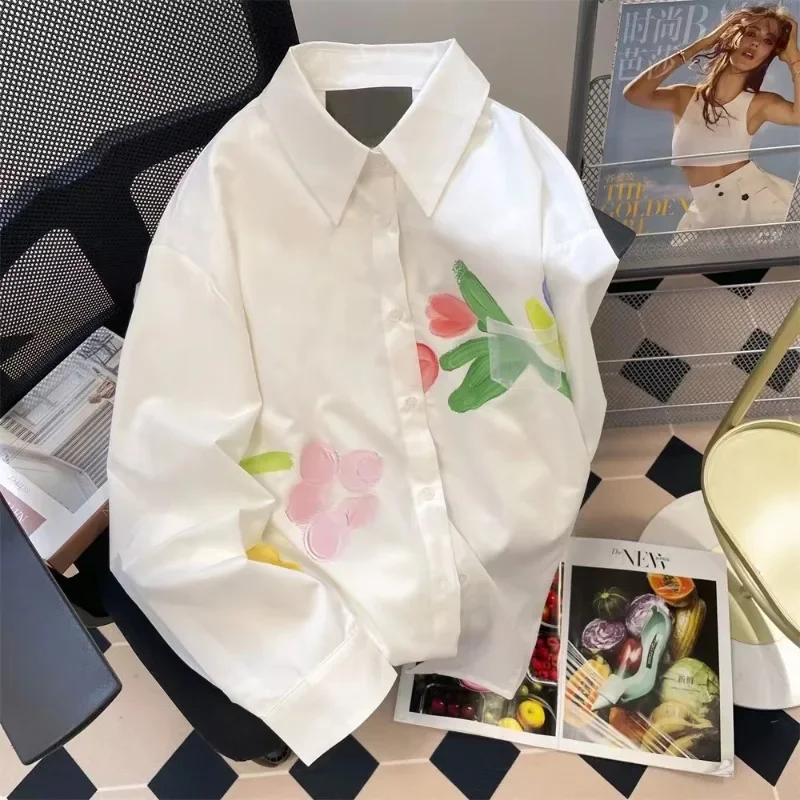 EBAIHUI Japanese Graffiti Flower Long Sleeved Shirt Spring and Autumn Contrast Women's Blouse Lazy Style Loose Lapel Cute Top
EBAIHUI Japanese Graffiti Flower Long Sleeved Shirt Spring and Autumn Contrast Women's Blouse Lazy Style Loose Lapel Cute Top