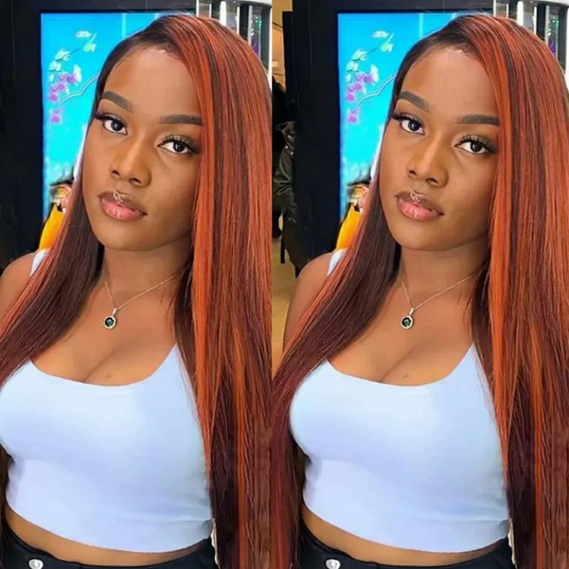 4/350 Brown Ginger Orange Color 13x6 Straight For Women Transparent Lace Front Human Hair Wigs Pre Plucked 200%Density Brazilian
4/350 Brown Ginger Orange Color 13x6 Straight For Women Transparent Lace Front Human Hair Wigs Pre Plucked 200%Density Brazilian