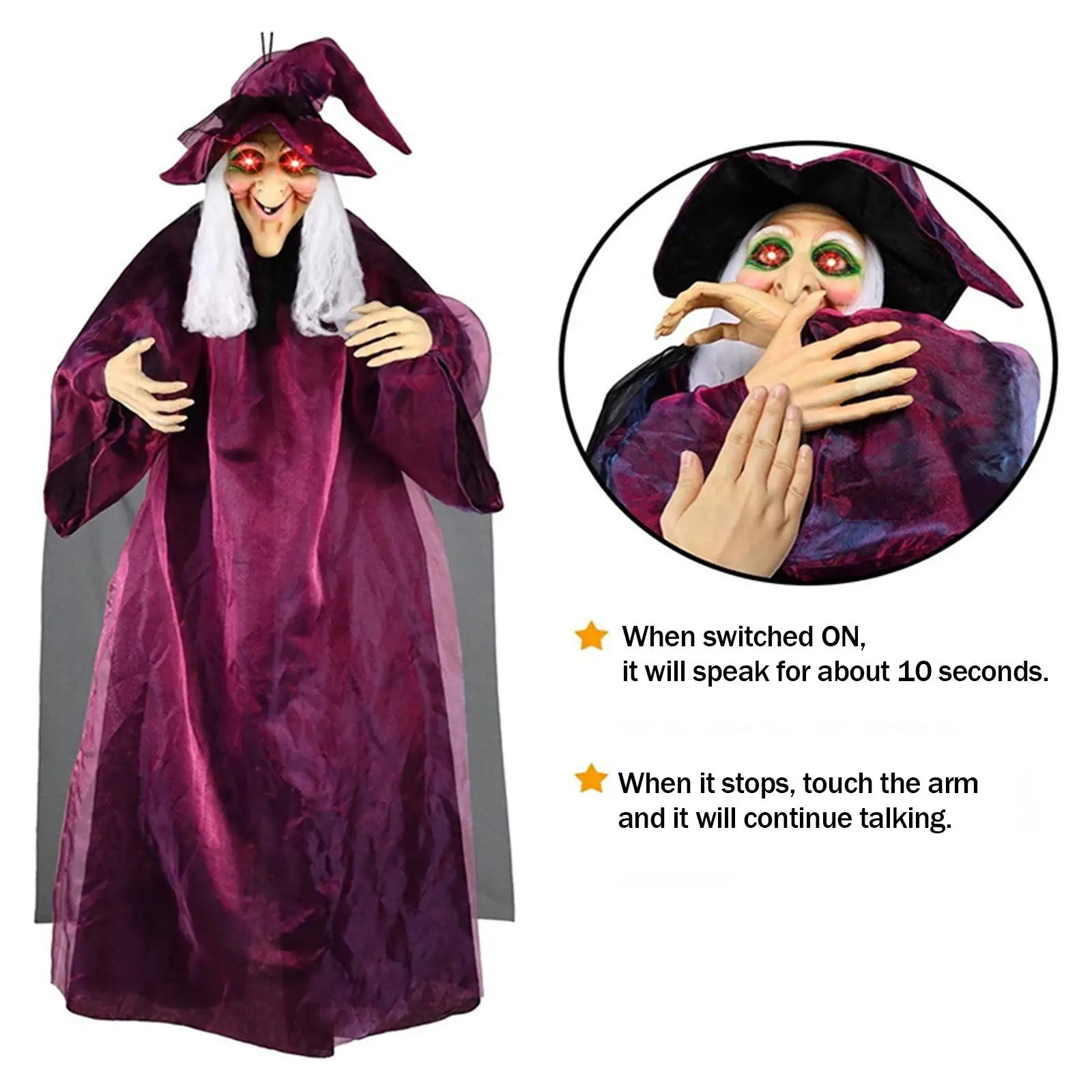 Hanging Animated Witch Halloween Decoration Spooky Sounds Durable with Flashing
Hanging Animated Witch Halloween Decoration Spooky Sounds Durable with Flashing