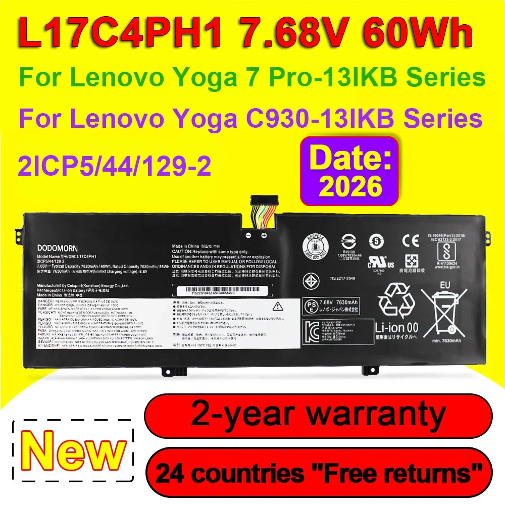 7.68V 60Wh Laptop Battery L17C4PH1 For Lenovo Yoga C930-13IKB 7 Pro-13IKB Series L17M4PH1 5B10Q82425 5B10Q82426 5B10Q82427
7.68V 60Wh Laptop Battery L17C4PH1 For Lenovo Yoga C930-13IKB 7 Pro-13IKB Series L17M4PH1 5B10Q82425 5B10Q82426 5B10Q82427