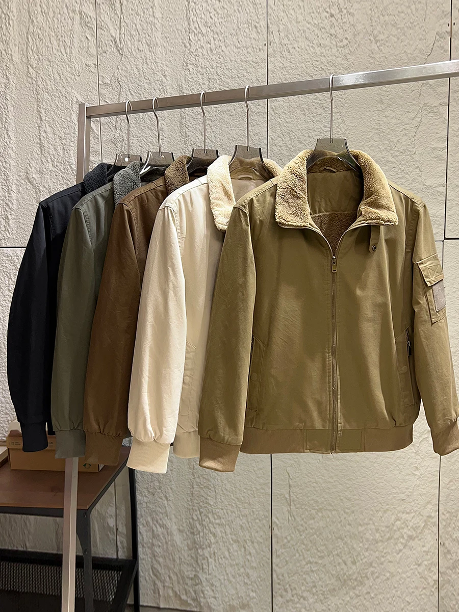 Thickened Lamb Velvet Autumn Winter Men's Casual Stand Collar Workwear Jacket Coat American Hard Man Style Youth Fashion Cotton
Thickened Lamb Velvet Autumn Winter Men's Casual Stand Collar Workwear Jacket Coat American Hard Man Style Youth Fashion Cotton