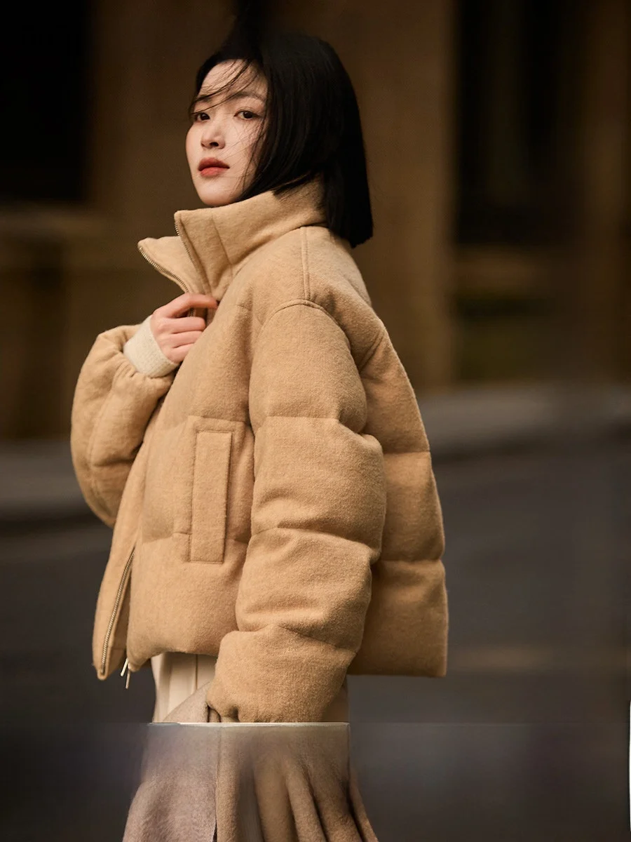 Warm Tone Soft Weave Double Core Relaxing Wool 95 White Goose down Puffer Jacket by Xhange Elegant Commute Style Long Sleeve
Warm Tone Soft Weave Double Core Relaxing Wool 95 White Goose down Puffer Jacket by Xhange Elegant Commute Style Long Sleeve