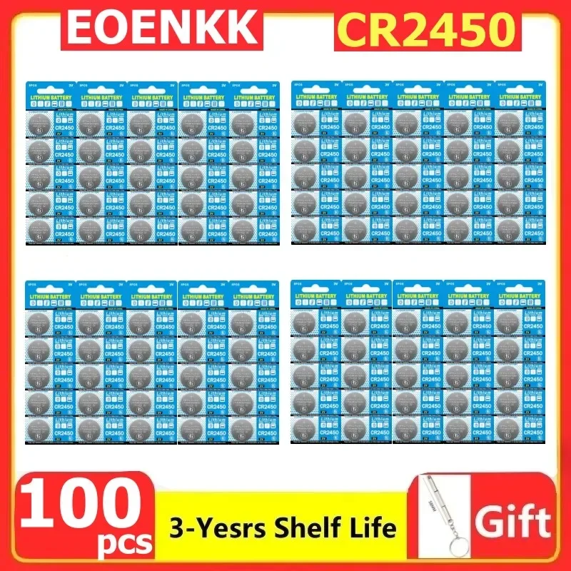 100 шт., литиевые батареи CR2450 3 в, CR 2450 для дистанционного управления, часами, игрушками, планкой, монетницей DL2050, BR2450, LM2450, KCR5029
100 шт., литиевые батареи CR2450 3 в, CR 2450 для дистанционного управления, часами, игрушками, планкой, монетницей DL2050, BR2450, LM2450, KCR5029