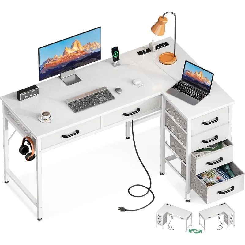 42 Inch L Shaped Desk with Drawers, Computer Desk with Power Outlets, Home Office Desk with 6 Drawers, for Small Space,White
42 Inch L Shaped Desk with Drawers, Computer Desk with Power Outlets, Home Office Desk with 6 Drawers, for Small Space,White