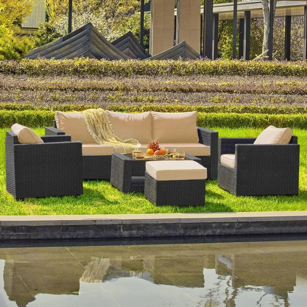 7 Pieces Outdoor Patio Furniture Sets, PE Rattan Wicker Patio Conversation Set with Tea Table
7 Pieces Outdoor Patio Furniture Sets, PE Rattan Wicker Patio Conversation Set with Tea Table