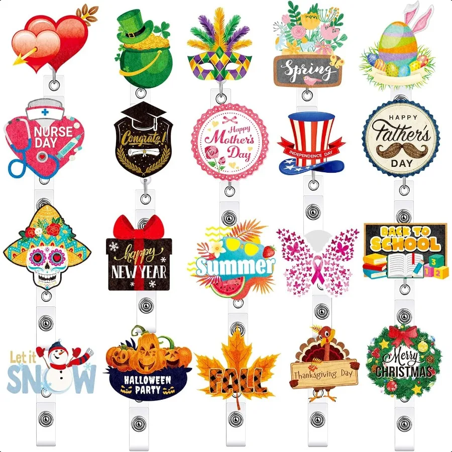 20 Pcs Holiday Badge Reels Retractable Seasonal Badge Holder Funny Cute Gnome Badge Felt Name ID Card Clip for Teacher Doctor
20 Pcs Holiday Badge Reels Retractable Seasonal Badge Holder Funny Cute Gnome Badge Felt Name ID Card Clip for Teacher Doctor