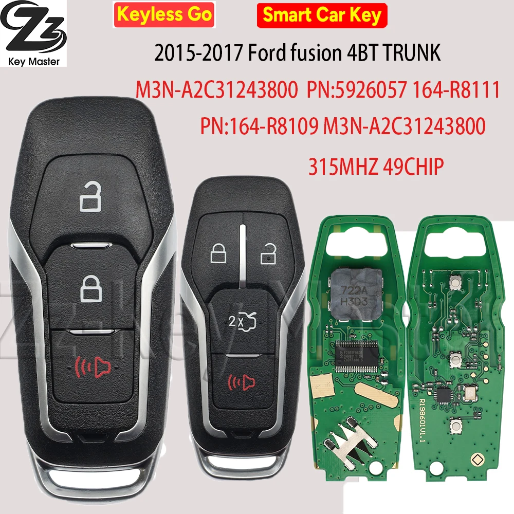Zz M3N-A2C31243800 315MHz ID49 Chip Proximity Car Remote Control Key For Ford Edge Mustang Explore Fusion F-150 F-250 164-R8111
Zz M3N-A2C31243800 315MHz ID49 Chip Proximity Car Remote Control Key For Ford Edge Mustang Explore Fusion F-150 F-250 164-R8111