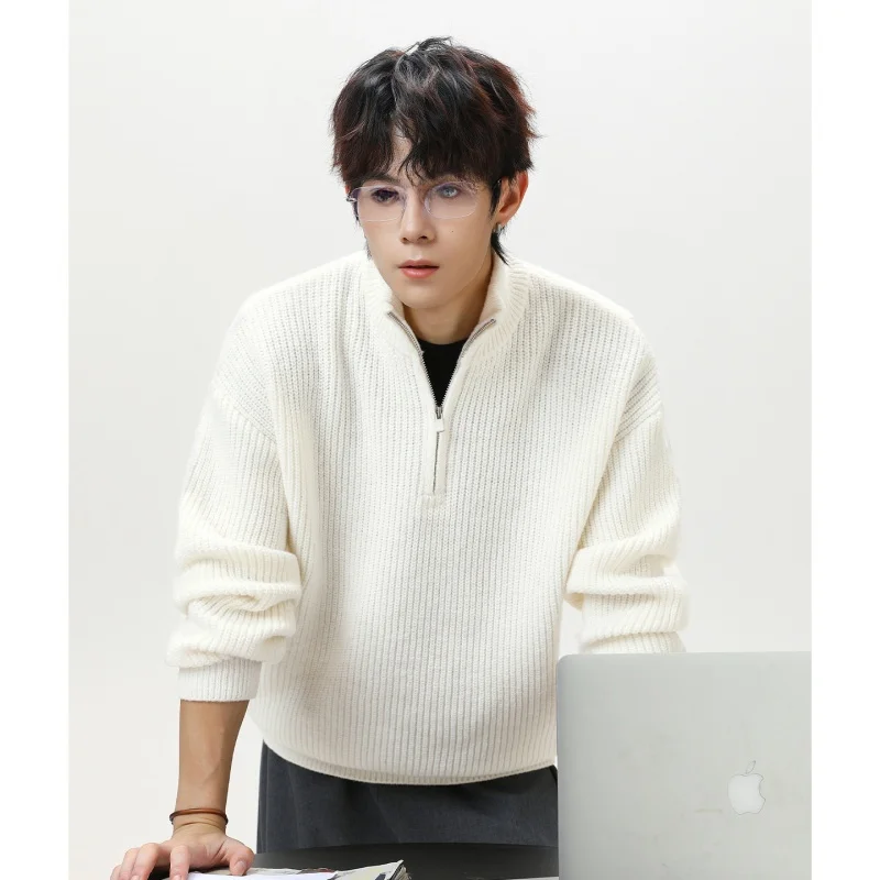 Loose Fit Men's Knitted Sweater f Zipper Stand Collar Faux Deer Velvet Lazy Sle Warm Knitwear Coat for Autumn Winter
Loose Fit Men's Knitted Sweater f Zipper Stand Collar Faux Deer Velvet Lazy Sle Warm Knitwear Coat for Autumn Winter