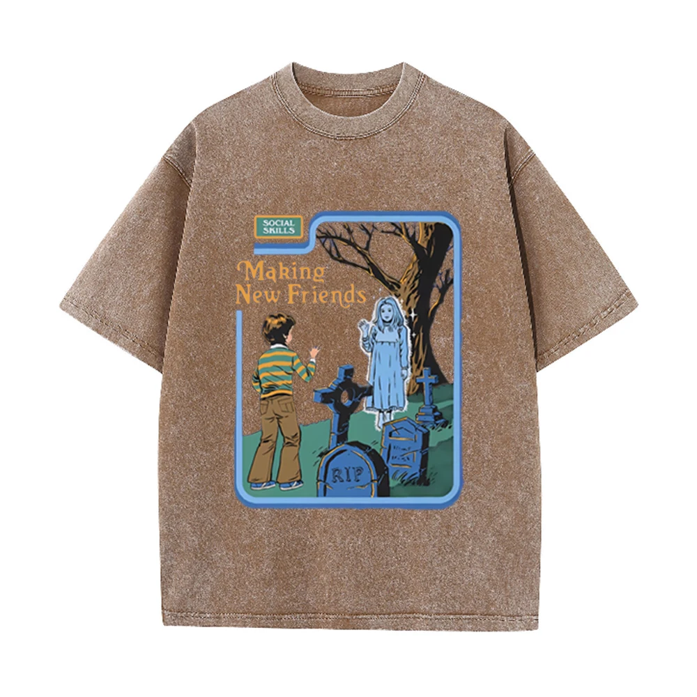 2026 Unisex Social Skills Making New Friends Washed Retro T Shirt Hip Hop Oversized Cotton Breathable Casual Short Sleeve Tops
2026 Unisex Social Skills Making New Friends Washed Retro T Shirt Hip Hop Oversized Cotton Breathable Casual Short Sleeve Tops