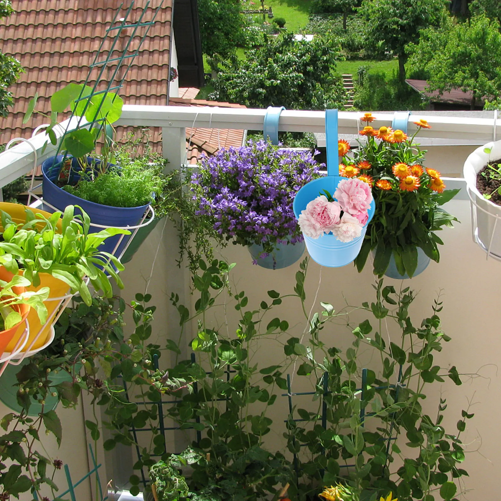 2 pcs Mini Hanging Buckets Durable Tinplate Flower Baskets Multipurpose Garden Holders For Balcony Fence Courtyard Plant Storage
2 pcs Mini Hanging Buckets Durable Tinplate Flower Baskets Multipurpose Garden Holders For Balcony Fence Courtyard Plant Storage