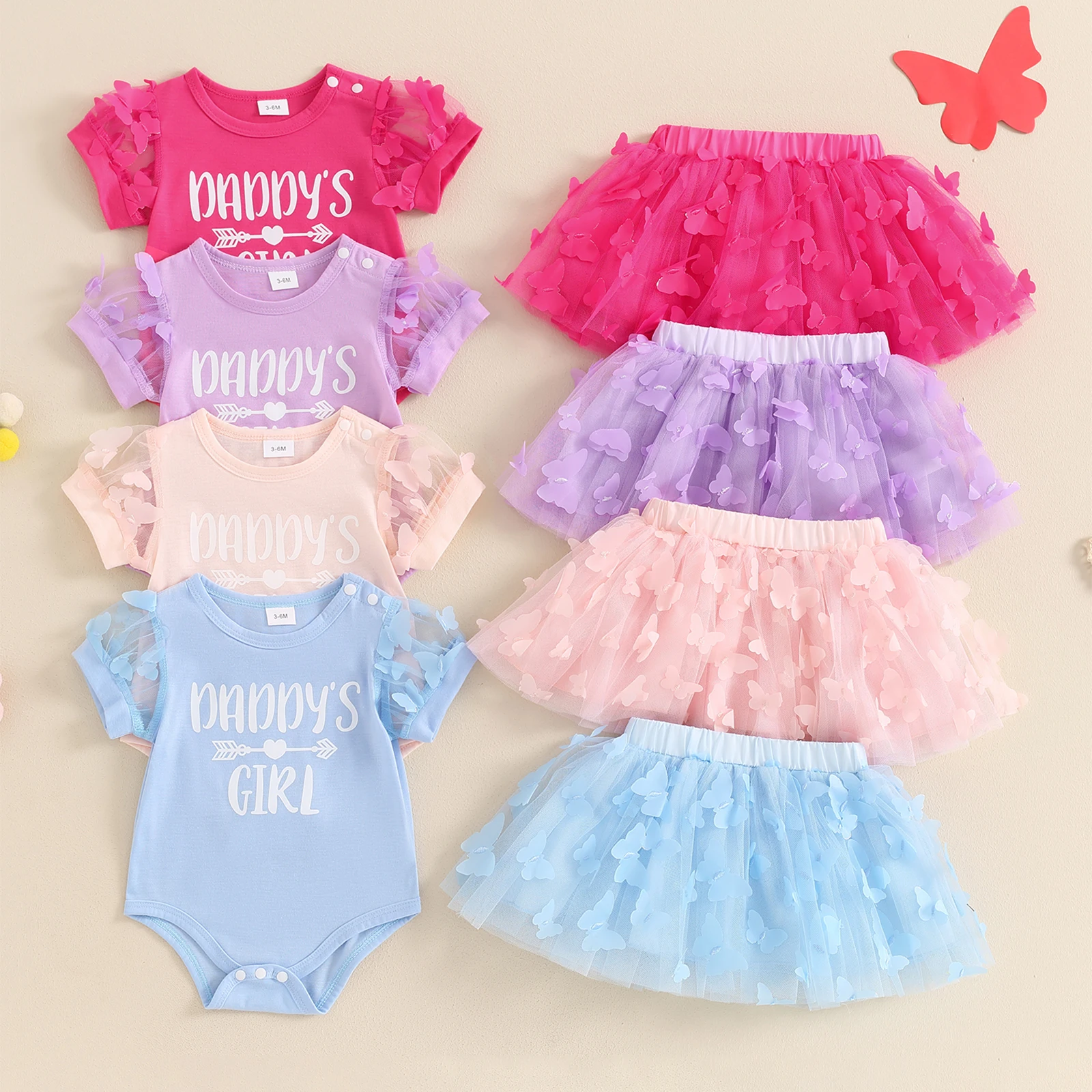 Baby Girl Summer Outfits Short Sleeve Romper 3D Butterfly Tutu Skirt Headband Set Newborn Baby Princess Party Lace Costume
Baby Girl Summer Outfits Short Sleeve Romper 3D Butterfly Tutu Skirt Headband Set Newborn Baby Princess Party Lace Costume
