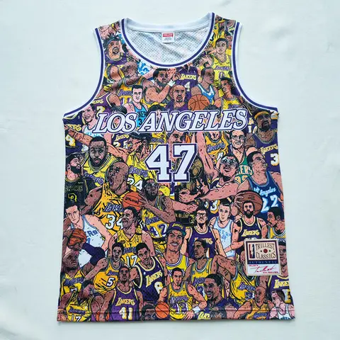 Trillest Los Angeles Celebrity Comics Collection 1947 Edición de aniversario fundador Camiseta de baloncesto de malla impresa digital
