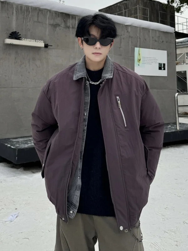 Свободный крой, джинсовая лоскутная фиолетовая хлопковая куртка для мужчин, модная зимняя верхняя одежда, теплое молодежное модное повседневное пальто большого размера
Свободный крой, джинсовая лоскутная фиолетовая хлопковая куртка для мужчин, модная зимняя верхняя одежда, теплое молодежное модное повседневное пальто большого размера