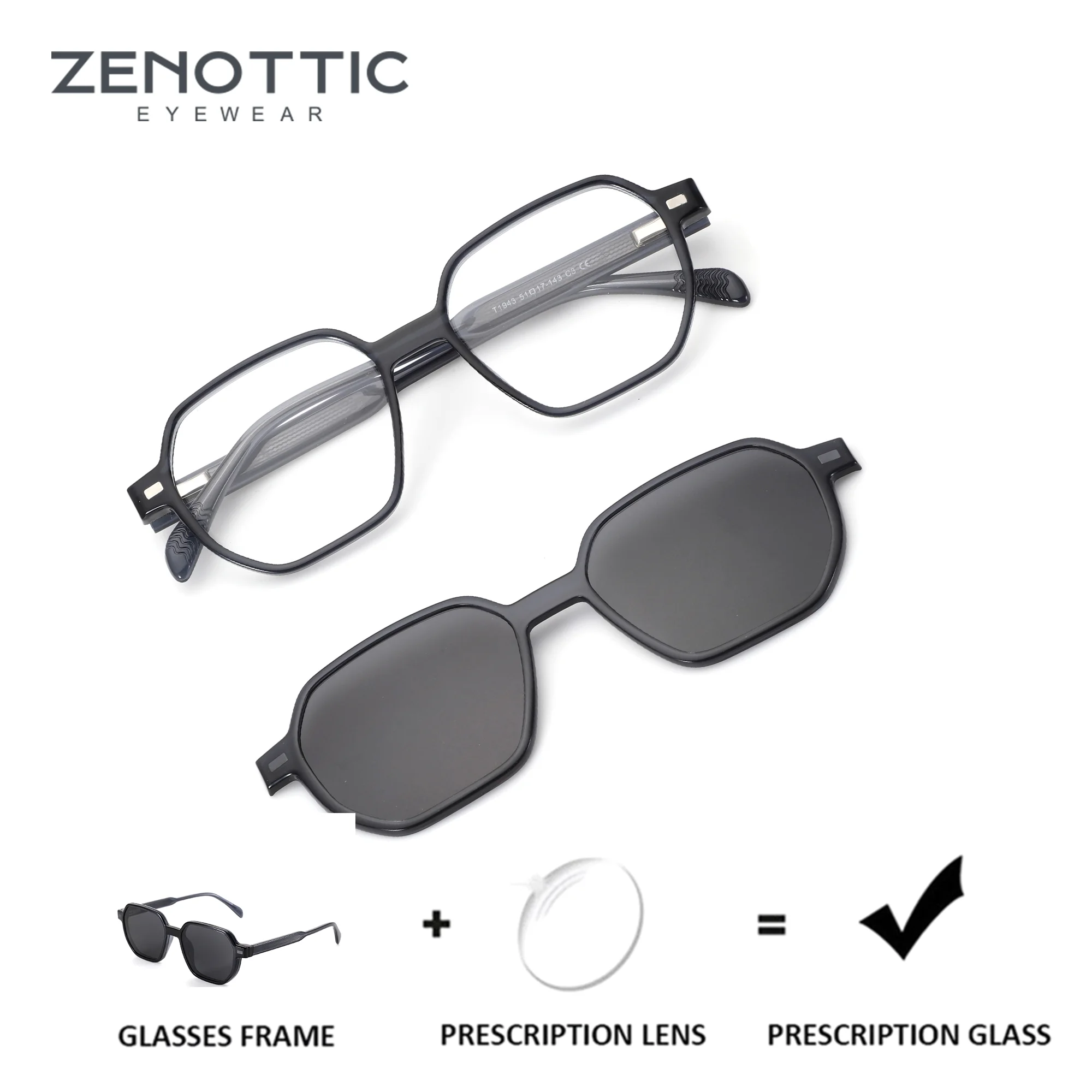 ZENOTTIC Hexagon Magnetic Clip-on Prescription Glasses For Men UV400 Polarized Sun Glasses Myopia Optical Eyeglasses
ZENOTTIC Hexagon Magnetic Clip-on Prescription Glasses For Men UV400 Polarized Sun Glasses Myopia Optical Eyeglasses