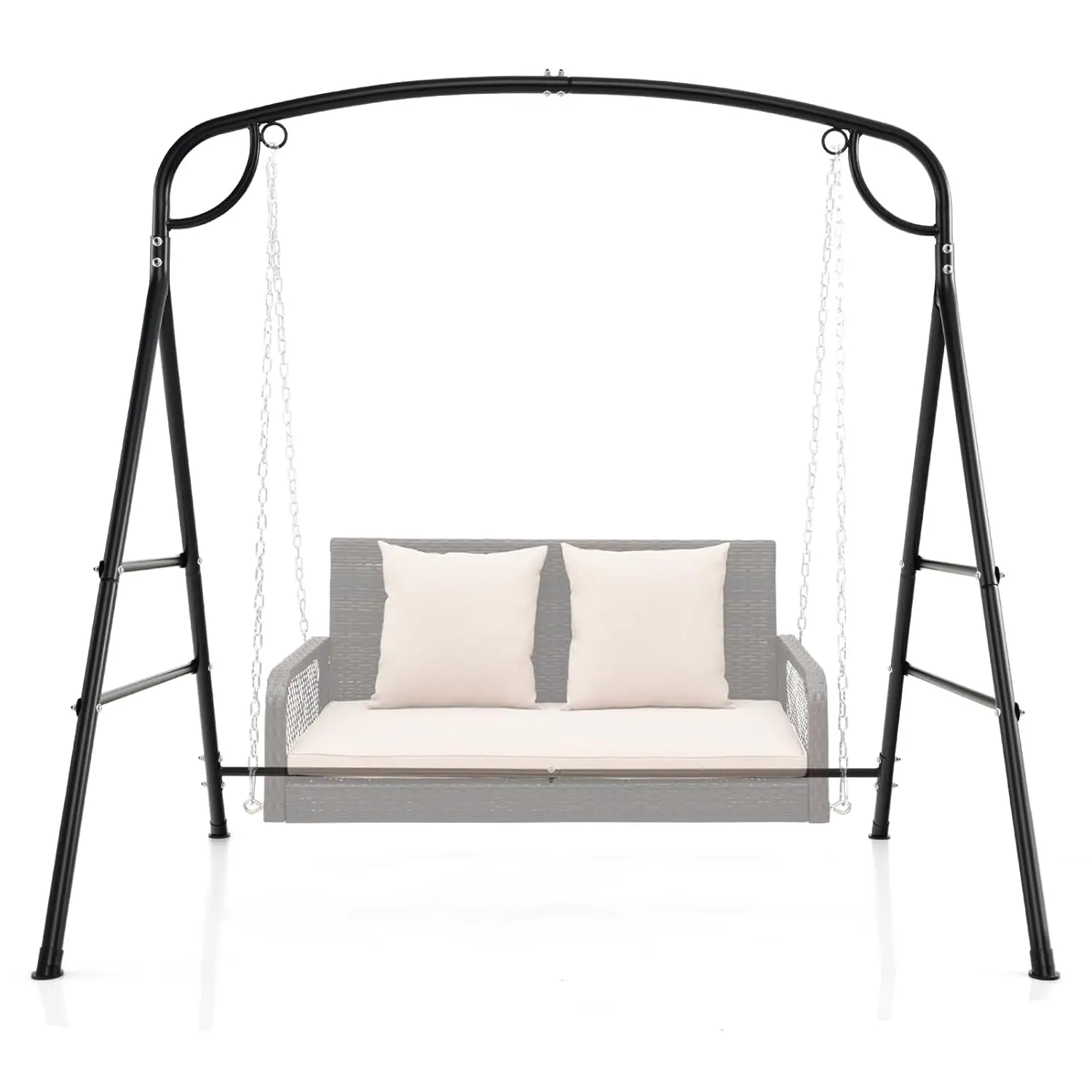 Heavy-Duty Metal A-Frame Swing Stand Porch Garden Backyard Balcony 660lbs Side Bars 2 Rings, Customized
Heavy-Duty Metal A-Frame Swing Stand Porch Garden Backyard Balcony 660lbs Side Bars 2 Rings, Customized
