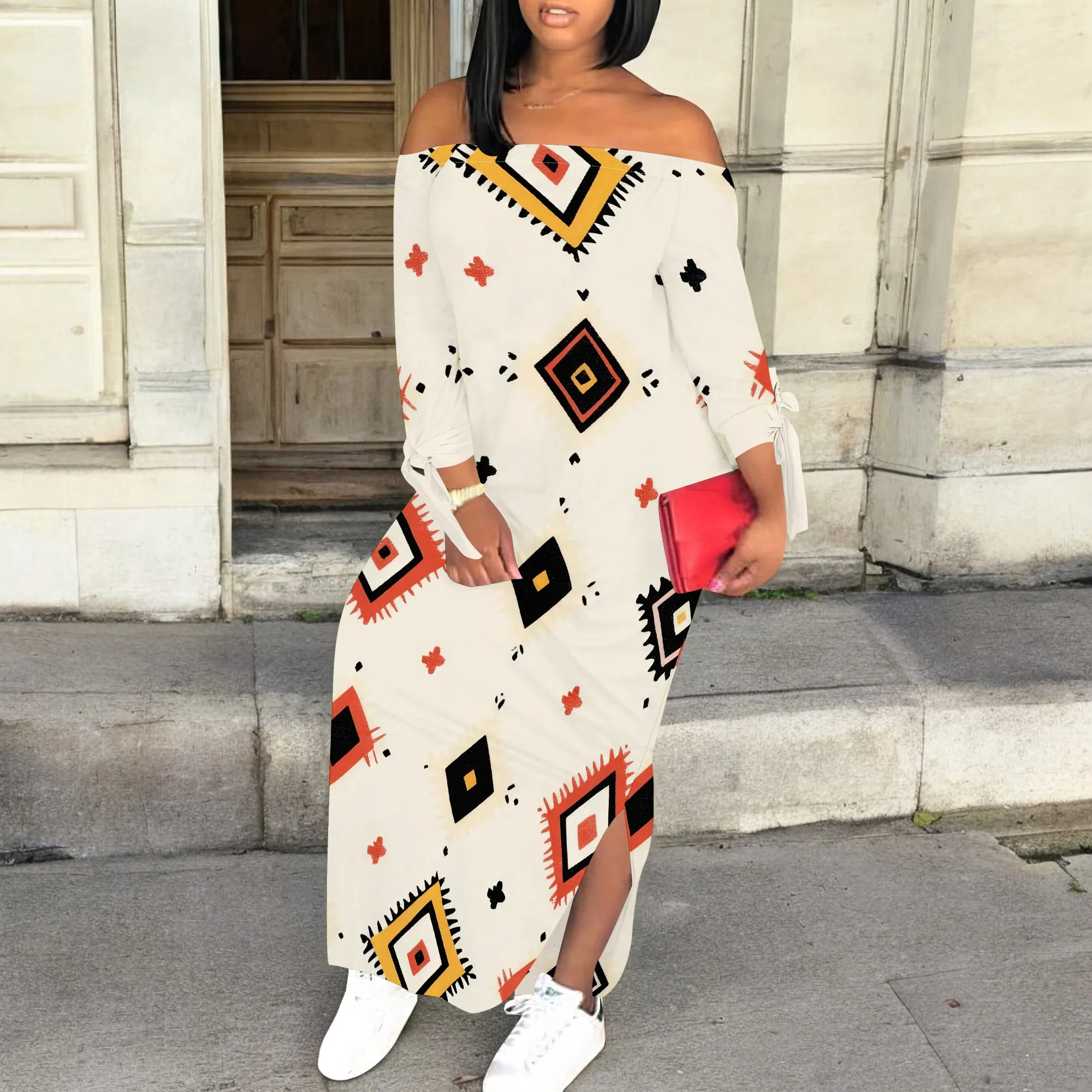 Artistic Circle Print Maxi Dress Off Shoulder Slim Fit Long Sleeve Dress for Women Fall Street Style
Artistic Circle Print Maxi Dress Off Shoulder Slim Fit Long Sleeve Dress for Women Fall Street Style
