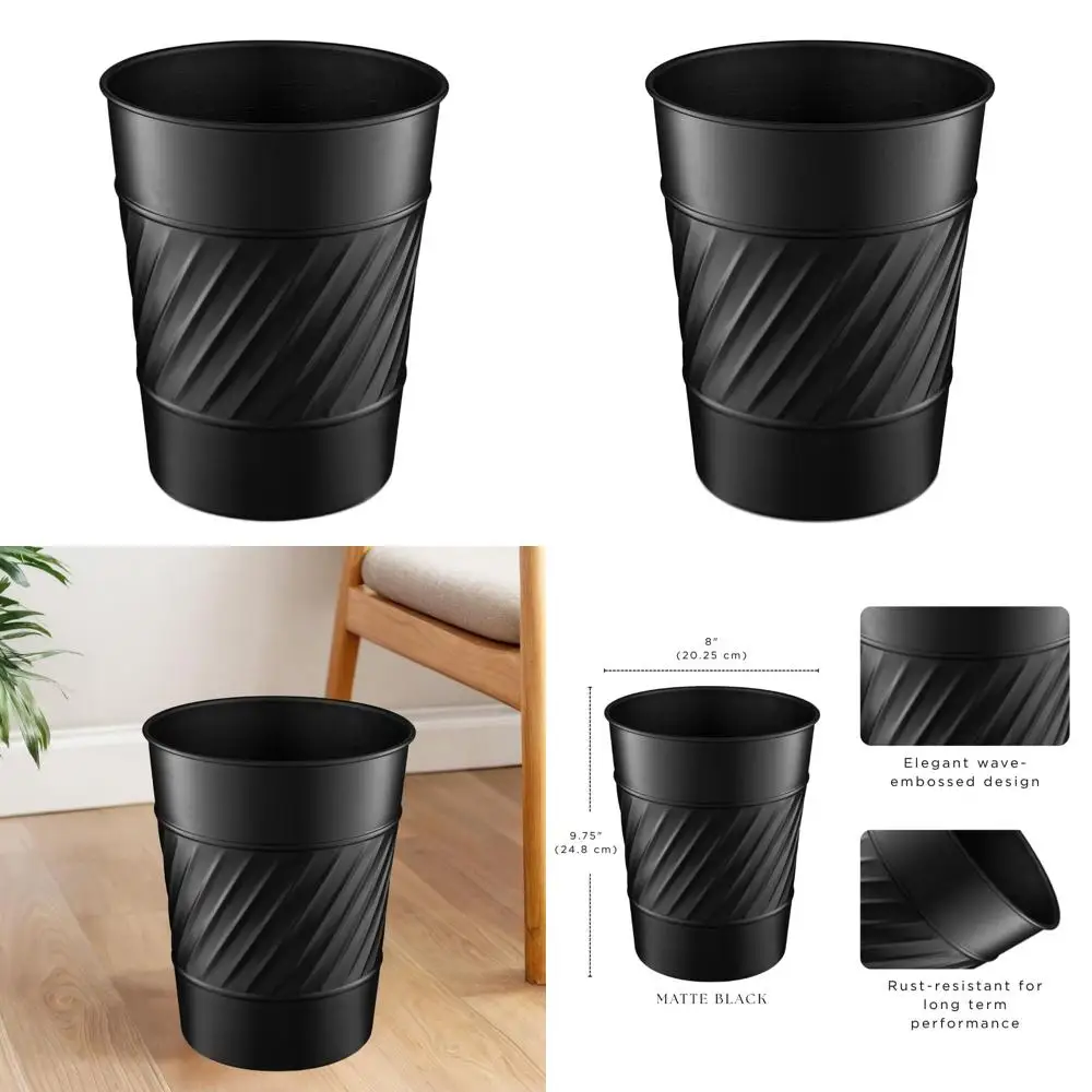 Черное маленькое мусорное ведро ручной работы с волнистым узором для использования в ванной комнате, спальне и офисном столе
Черное маленькое мусорное ведро ручной работы с волнистым узором для использования в ванной комнате, спальне и офисном столе