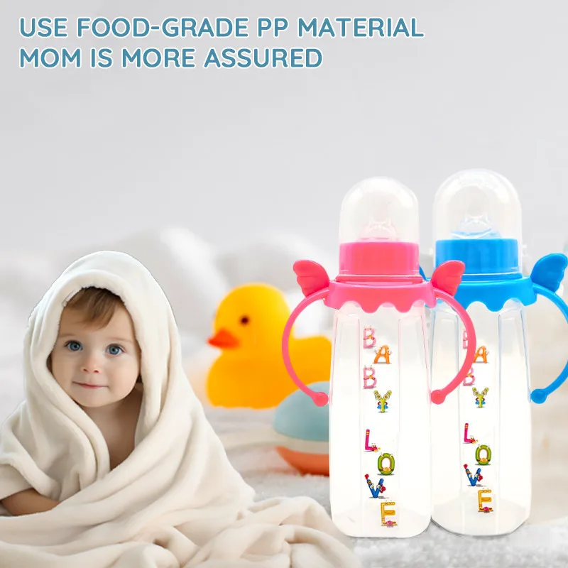 250ml Angel Wing Design Baby Bottle with Handle, Shockproof PP Material, Silicone Nipple, Ideal Gift for Newborns
250ml Angel Wing Design Baby Bottle with Handle, Shockproof PP Material, Silicone Nipple, Ideal Gift for Newborns