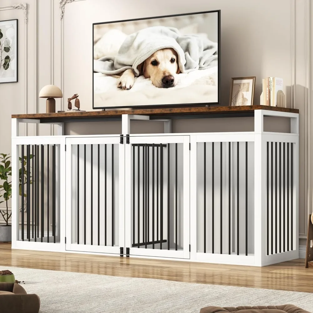 Masterpiece 87" Extra Large Dog Crate Furniture For 2 Dogs, Farmhouse Dog Kennel Furniture, Dog Crate TV Stand With Solid Metal
Masterpiece 87" Extra Large Dog Crate Furniture For 2 Dogs, Farmhouse Dog Kennel Furniture, Dog Crate TV Stand With Solid Metal