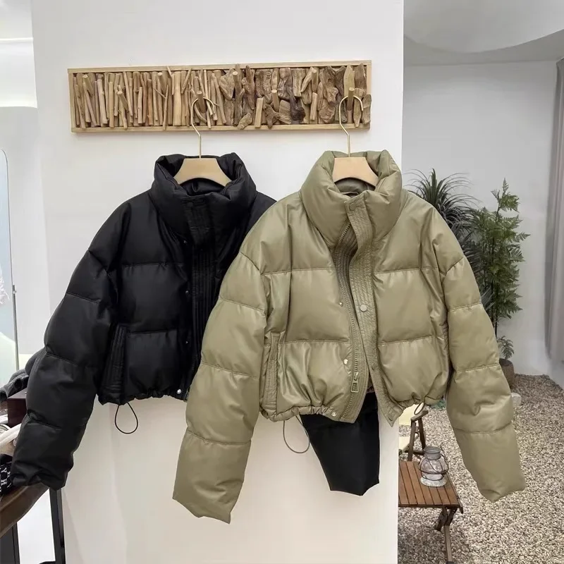 Winter Warm Thick PU Leather Down Jacket Women Short Parkas Fashion Lady Loose Elegant R418
Winter Warm Thick PU Leather Down Jacket Women Short Parkas Fashion Lady Loose Elegant R418