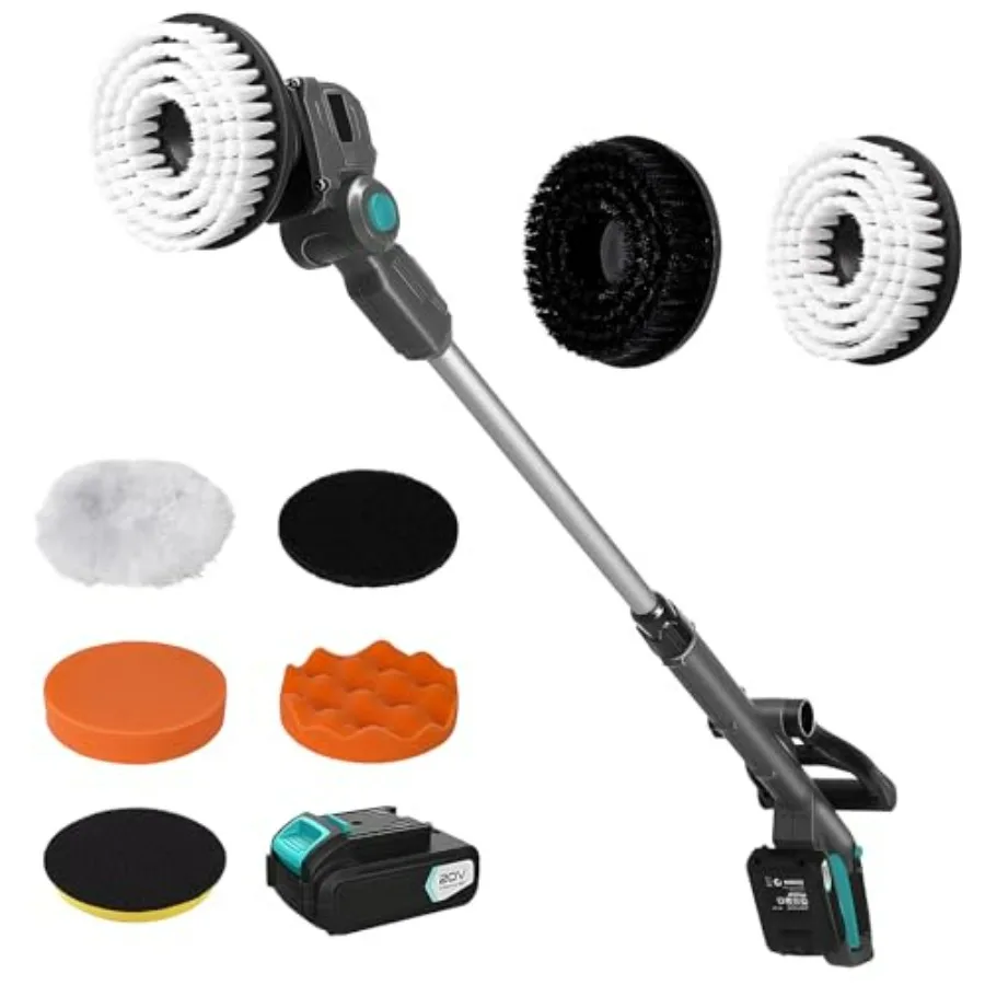 Outdoor, bathroom, tile, grout, shower, bathtub cleaning: 20V cordless spin scrubber with replaceable battery, long handle, 8 b
Outdoor, bathroom, tile, grout, shower, bathtub cleaning: 20V cordless spin scrubber with replaceable battery, long handle, 8 b