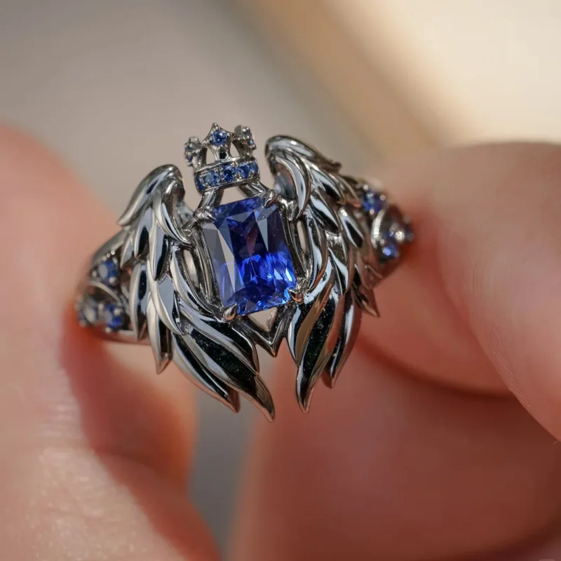 Retro Dark Style Angel Wing Crown Index Finger Ring, Inlaid Zircon Adjustable Open Ring Punk Hip Hop Unisex Trendy Jewelry
Retro Dark Style Angel Wing Crown Index Finger Ring, Inlaid Zircon Adjustable Open Ring Punk Hip Hop Unisex Trendy Jewelry