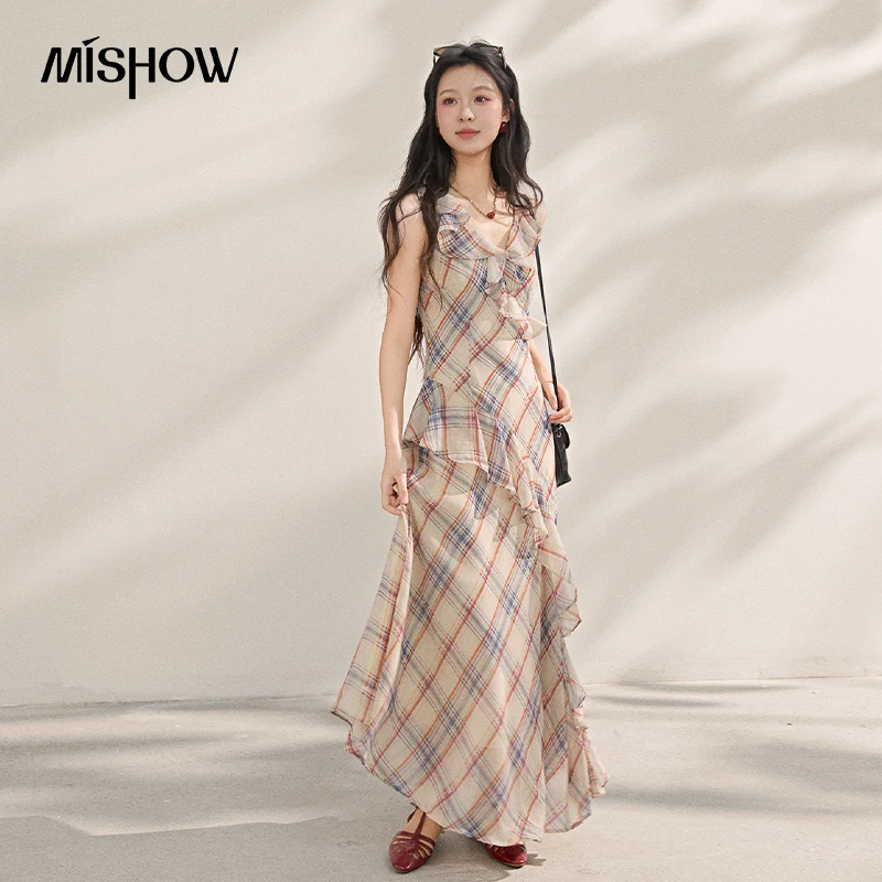 MISHOW Women Sleeveless V Neck Plaid Dress Tiered Ruffle Asymmetrical Hem Retro Casual Summer Slim Fit Maxi Dress MXF21L2636
MISHOW Women Sleeveless V Neck Plaid Dress Tiered Ruffle Asymmetrical Hem Retro Casual Summer Slim Fit Maxi Dress MXF21L2636