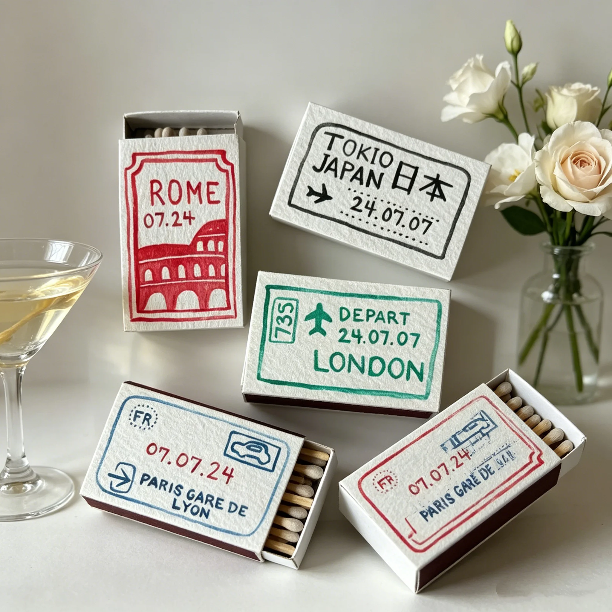 Passport Stamps Hand-Painted Watercolor Matchbooks
Passport Stamps Hand-Painted Watercolor Matchbooks