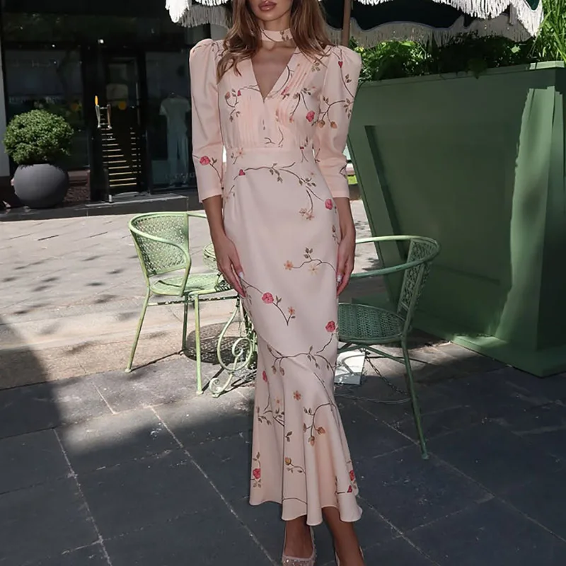 Summer New Long Sleeve Floral Printed Dress Lady Elegant Slim Pleated Evening Party Dress V-neck High Waist Fashion Maxi Dress
Summer New Long Sleeve Floral Printed Dress Lady Elegant Slim Pleated Evening Party Dress V-neck High Waist Fashion Maxi Dress