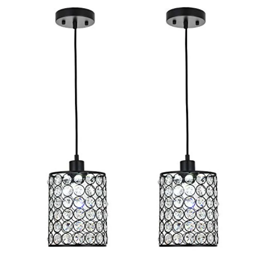 Modern Crystal Pendant Light Kitchen Island 2 Pack, Chandelier Pendant Lights with Adjustable Long Cord, Black Hanging Crystal
Modern Crystal Pendant Light Kitchen Island 2 Pack, Chandelier Pendant Lights with Adjustable Long Cord, Black Hanging Crystal