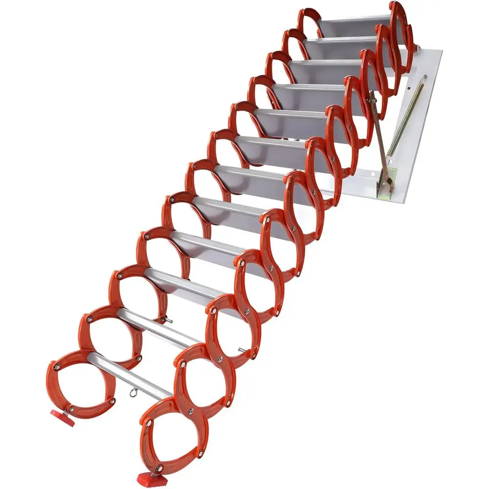 12-Step Wall-Mounted Scissor Attic Ladder, Space-Saving Orange Extension Stairs for Home Decor
12-Step Wall-Mounted Scissor Attic Ladder, Space-Saving Orange Extension Stairs for Home Decor