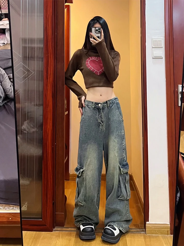 American Retro Waed Denim Workwear Pants Multiple kets Wide Leg Long Trousers High Street Design Slimming Effect
American Retro Waed Denim Workwear Pants Multiple kets Wide Leg Long Trousers High Street Design Slimming Effect