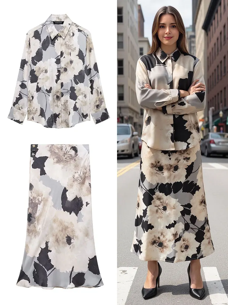 TRAFZA Women Elegant Floral Print Blouse Skirt Suit Lapel Single Breasted Shirt High Waist Skirts 2025 Spring New Fashion Sets
TRAFZA Women Elegant Floral Print Blouse Skirt Suit Lapel Single Breasted Shirt High Waist Skirts 2025 Spring New Fashion Sets