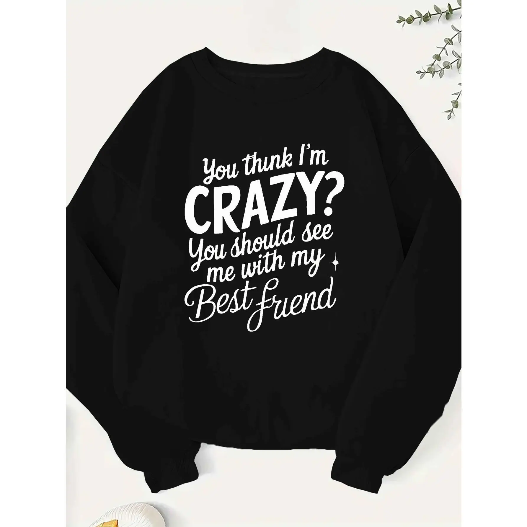 Oversized Best Friend Themed Graphic Sweatshirt, Friendship Quote Crewneck Pullover Top for Women and Men,Funny Gift for Friends
Oversized Best Friend Themed Graphic Sweatshirt, Friendship Quote Crewneck Pullover Top for Women and Men,Funny Gift for Friends