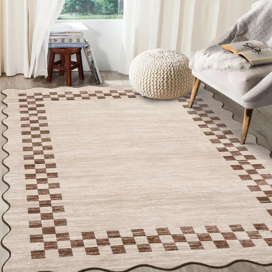 Washable Rug 5x7 for Living Room Large Bedroom Scalloped Rug Non Slip Stain Resistant Modern Border Throw Carpet Soft Boho Rug f
Washable Rug 5x7 for Living Room Large Bedroom Scalloped Rug Non Slip Stain Resistant Modern Border Throw Carpet Soft Boho Rug f