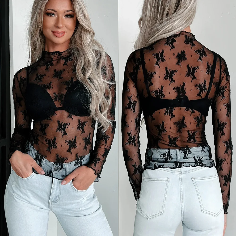Lace Sleeve Mock Neck Blouse Cuff Embroidered Sheer 2025 Autumn Romantic Women Top Chic Elegant Lady Shirt
Lace Sleeve Mock Neck Blouse Cuff Embroidered Sheer 2025 Autumn Romantic Women Top Chic Elegant Lady Shirt