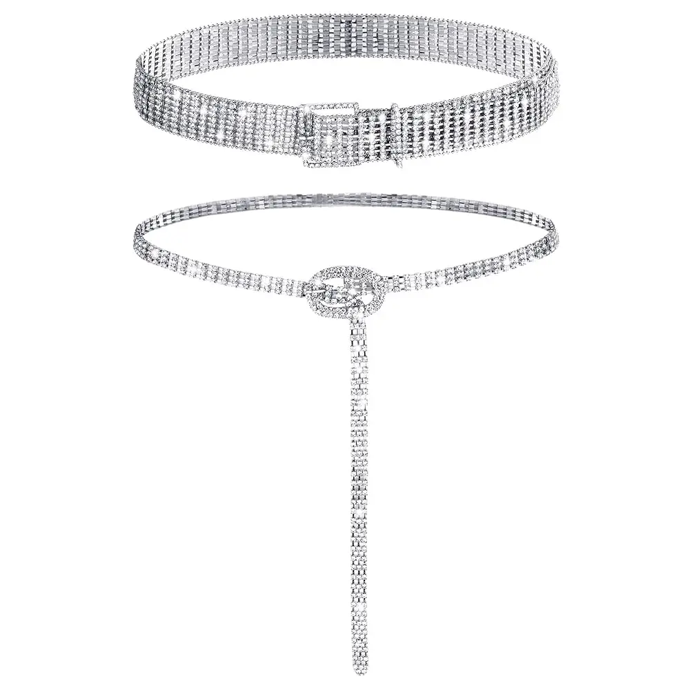 2 Pcs Rhinestone Belts for Women Dress Sparkly Crystal Diamond Ladies Belt Adjustable Wide Waist Chain for Wedding
2 Pcs Rhinestone Belts for Women Dress Sparkly Crystal Diamond Ladies Belt Adjustable Wide Waist Chain for Wedding
