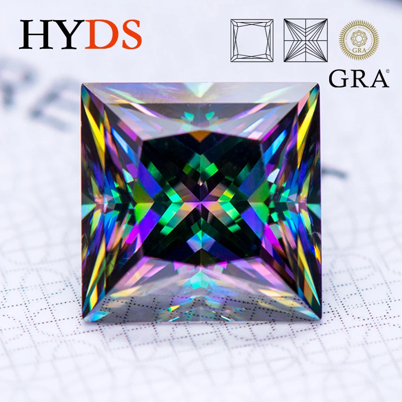 Moissanite Stone Princess Cut VVS1 Rainbow Green Color Charms Beads for Jewelry Making Rings Necklace Pendants GRA Certificate
Moissanite Stone Princess Cut VVS1 Rainbow Green Color Charms Beads for Jewelry Making Rings Necklace Pendants GRA Certificate