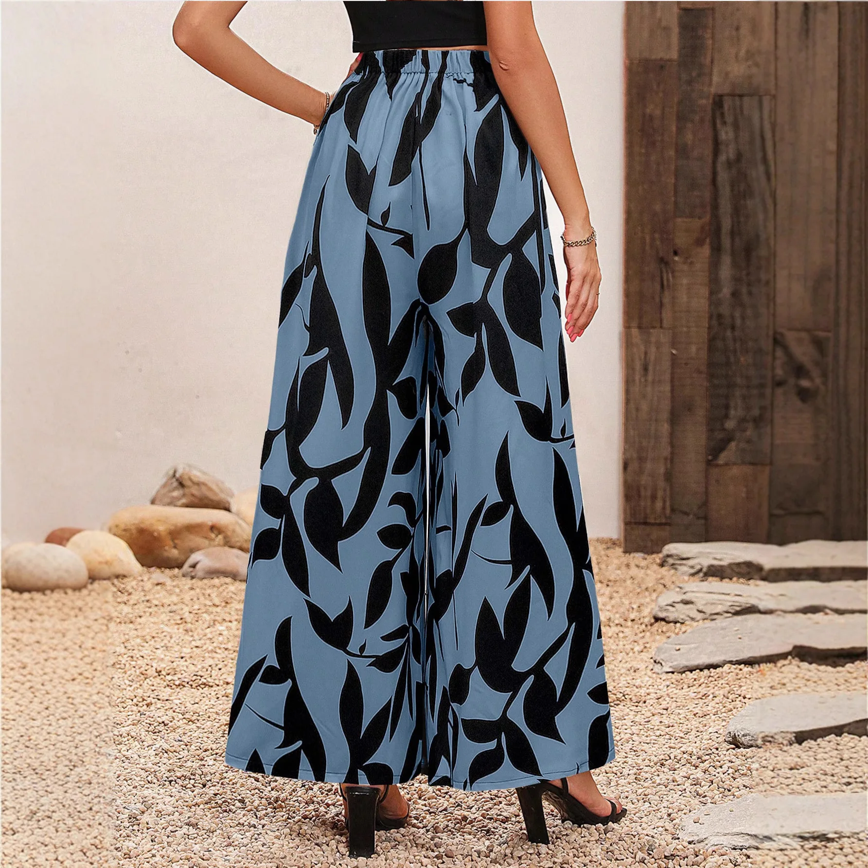 Women's Tropical Print Wide-Leg Pants, Elastic Waist Design, Slim Fit for Casual Vacation Wear
Women's Tropical Print Wide-Leg Pants, Elastic Waist Design, Slim Fit for Casual Vacation Wear