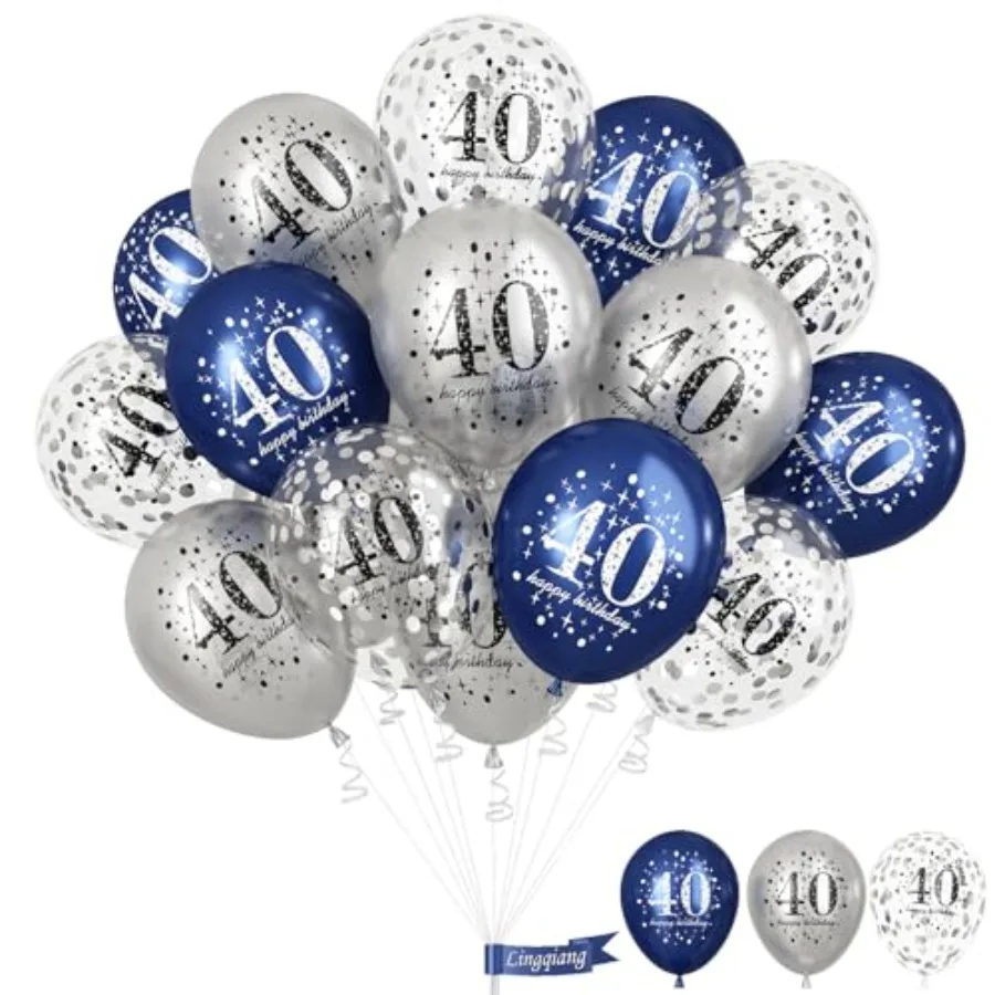 Birthday Decoration Men, Pack of 15 Happy Birthday Balloons Latex Helium Blue Confetti Balloons for Him Age 40 Years Old Birthd
Birthday Decoration Men, Pack of 15 Happy Birthday Balloons Latex Helium Blue Confetti Balloons for Him Age 40 Years Old Birthd