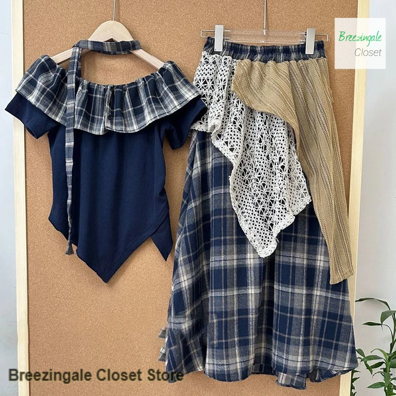 French Bohemian retro one-shoulder plaid short sleeve suit women's spring and summer new fashion lace skirt two-piece suit
French Bohemian retro one-shoulder plaid short sleeve suit women's spring and summer new fashion lace skirt two-piece suit