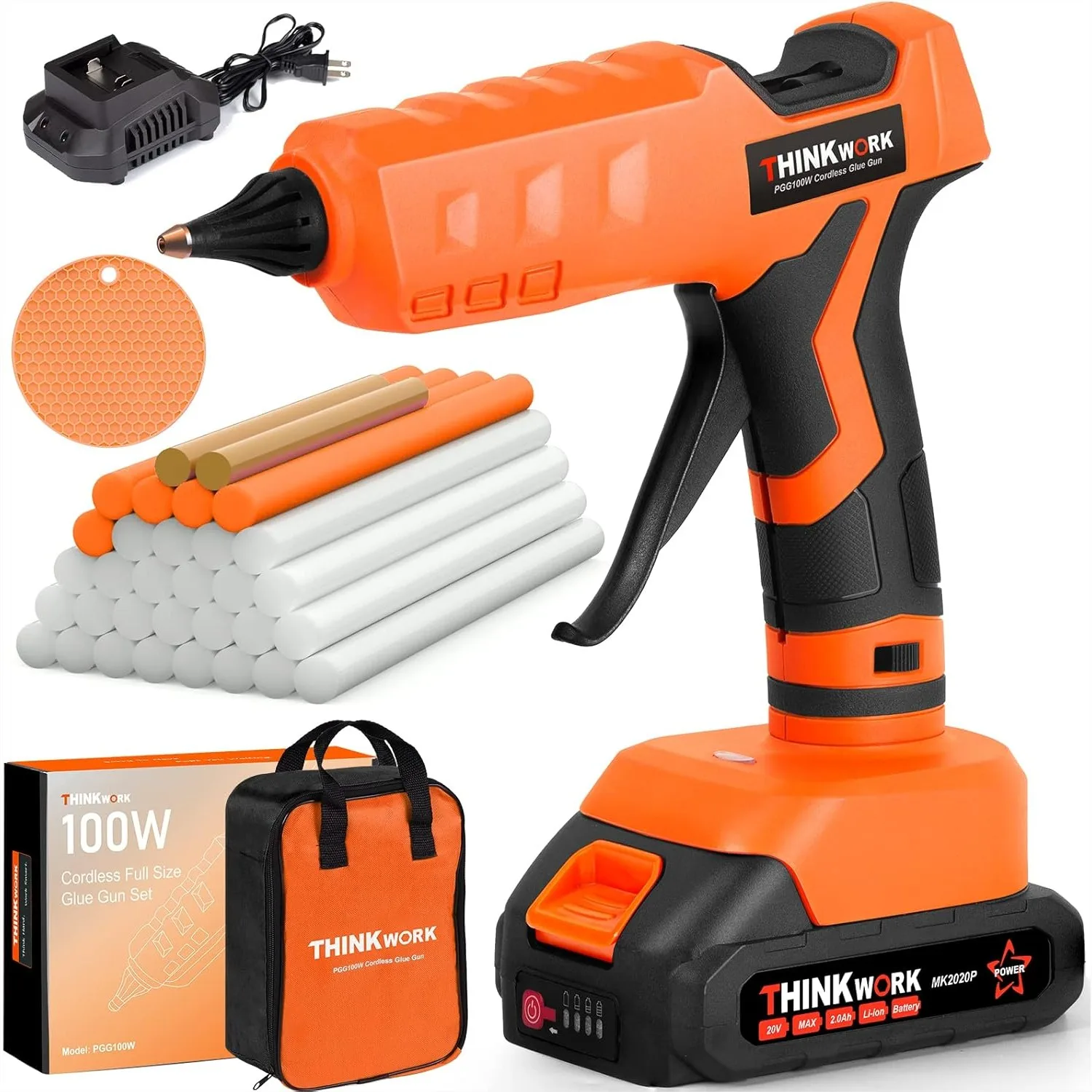 20V Cordless Hot Glue Gun With 30 Full Size Glue Sticks, Drip-Free Fast Heating Glue Gun Kit For DIY Crafts Repair And Construction, Rechargeable Battery And Charger Included
20V Cordless Hot Glue Gun With 30 Full Size Glue Sticks, Drip-Free Fast Heating Glue Gun Kit For DIY Crafts Repair And Construction, Rechargeable Battery And Charger Included