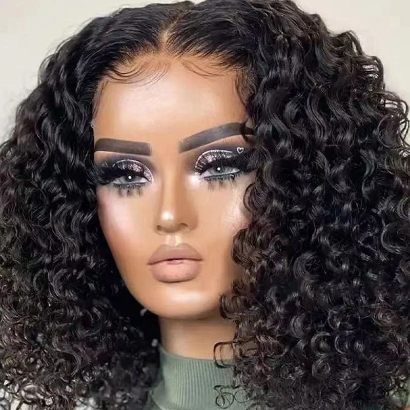style European American afro wigs women's black short curly hair with lace front
style European American afro wigs women's black short curly hair with lace front
