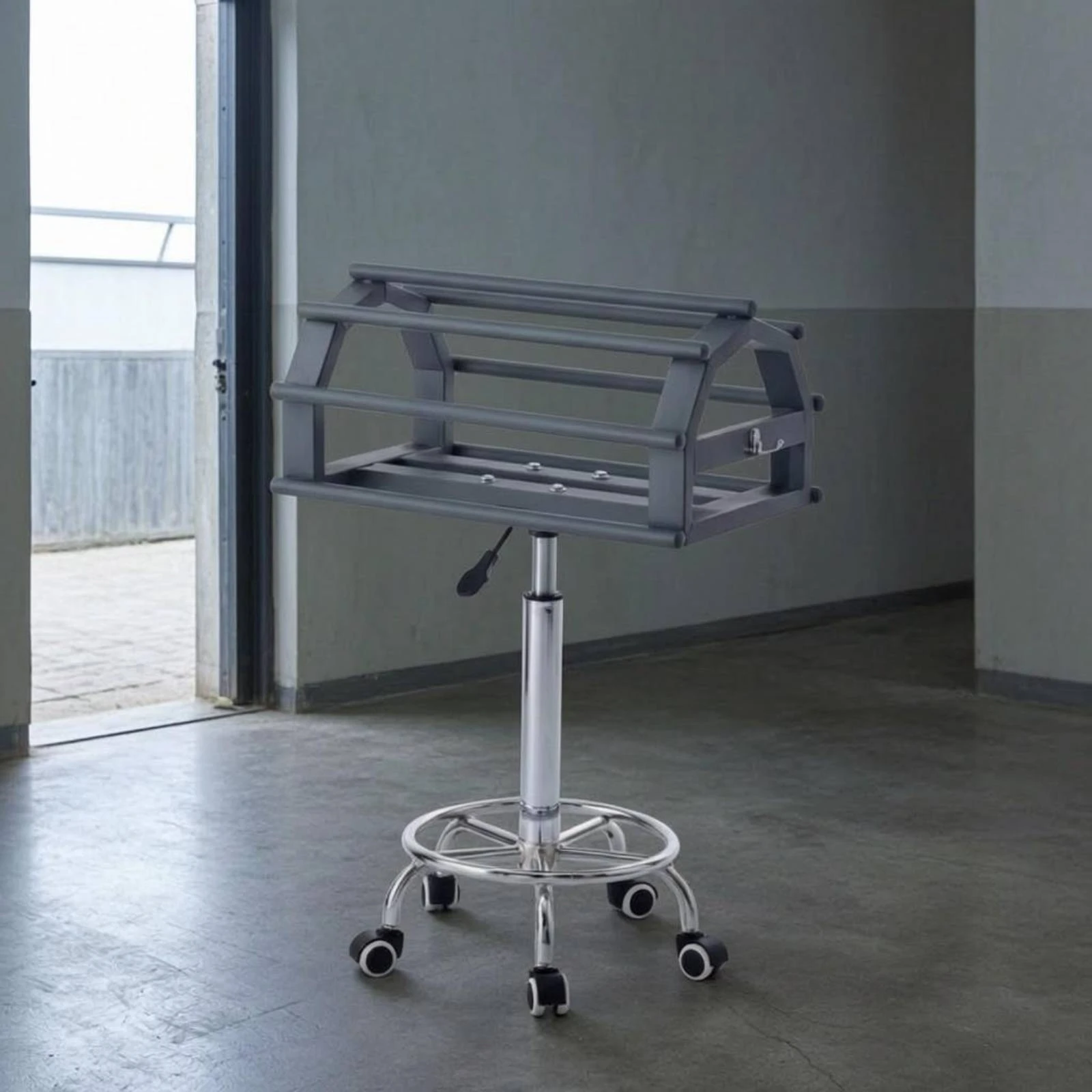 Rotating Saddle Rack Metal Frame Rolling Saddle Rack Equine Gear Storage Chrome-Colored Rounded Rods
Rotating Saddle Rack Metal Frame Rolling Saddle Rack Equine Gear Storage Chrome-Colored Rounded Rods