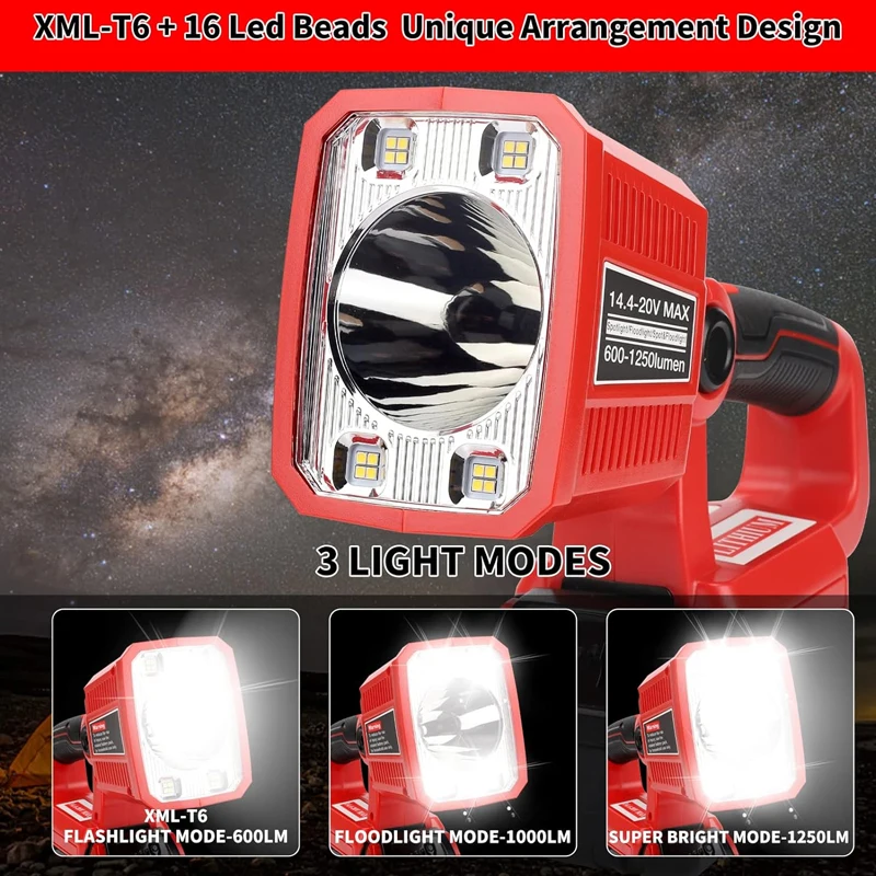 For Milwaukee Portable LED Work Light 18W 18V Li-Ion Battery Flashlight Handheld Torch Camping Emergency Flood Light for Camping
For Milwaukee Portable LED Work Light 18W 18V Li-Ion Battery Flashlight Handheld Torch Camping Emergency Flood Light for Camping