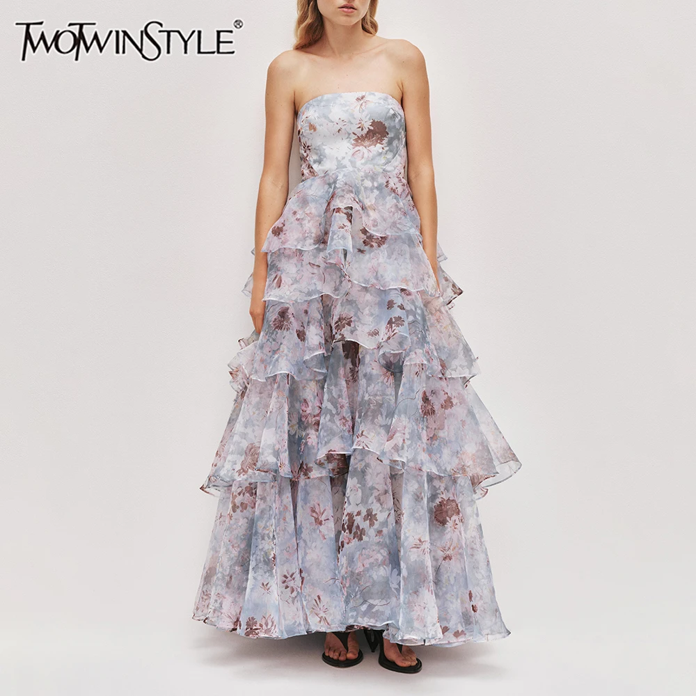 TWOTWINSTYLE Colorblock Slimming Spliced Printing Dress for Women Strapless Sleeveless Patchwork Folds Midi Dresses Female New
TWOTWINSTYLE Colorblock Slimming Spliced Printing Dress for Women Strapless Sleeveless Patchwork Folds Midi Dresses Female New
