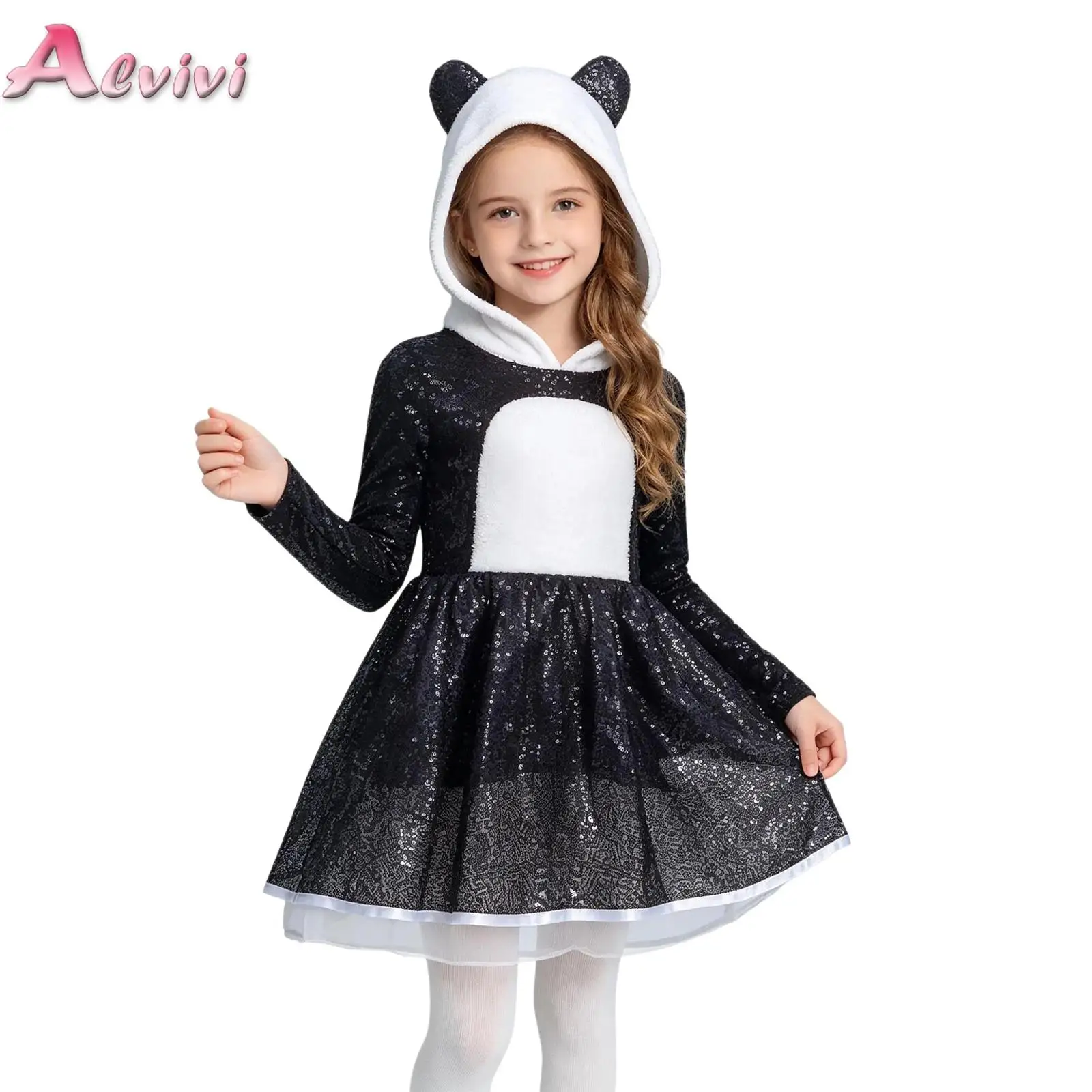 Girls Shiny Sequins Panda Theme Dress Long Sleeve Patchwork Hooded Dress for Ballet Jazz Modern Figure Skating Party Performance
Girls Shiny Sequins Panda Theme Dress Long Sleeve Patchwork Hooded Dress for Ballet Jazz Modern Figure Skating Party Performance