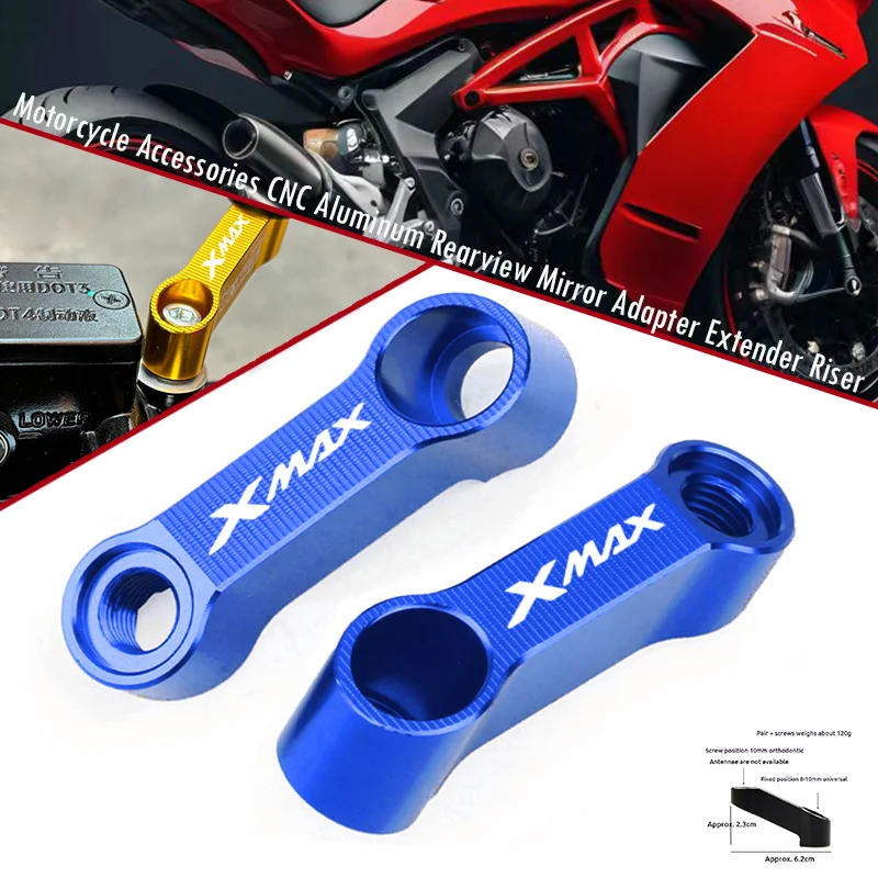 For Yamaha XMAX 125 250 300 400 X-MAX X MAX Motorcycle Accessories CNC Aluminum Riser Extension Bracket Rearview Mirror Extend
For Yamaha XMAX 125 250 300 400 X-MAX X MAX Motorcycle Accessories CNC Aluminum Riser Extension Bracket Rearview Mirror Extend